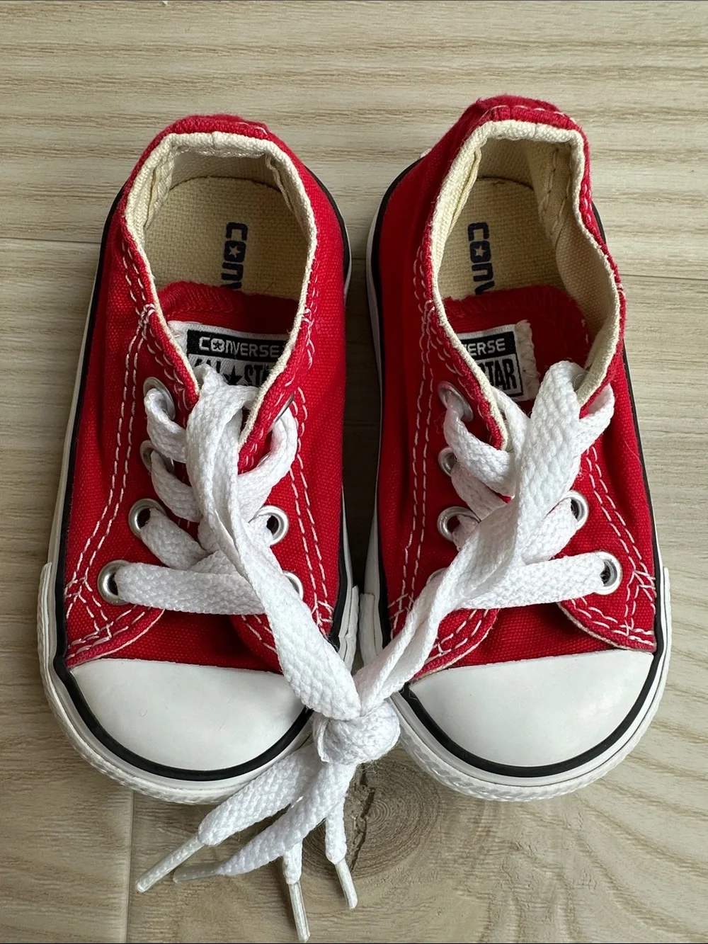 Converse Red Canvas Low-Top Sneakers with White Laces